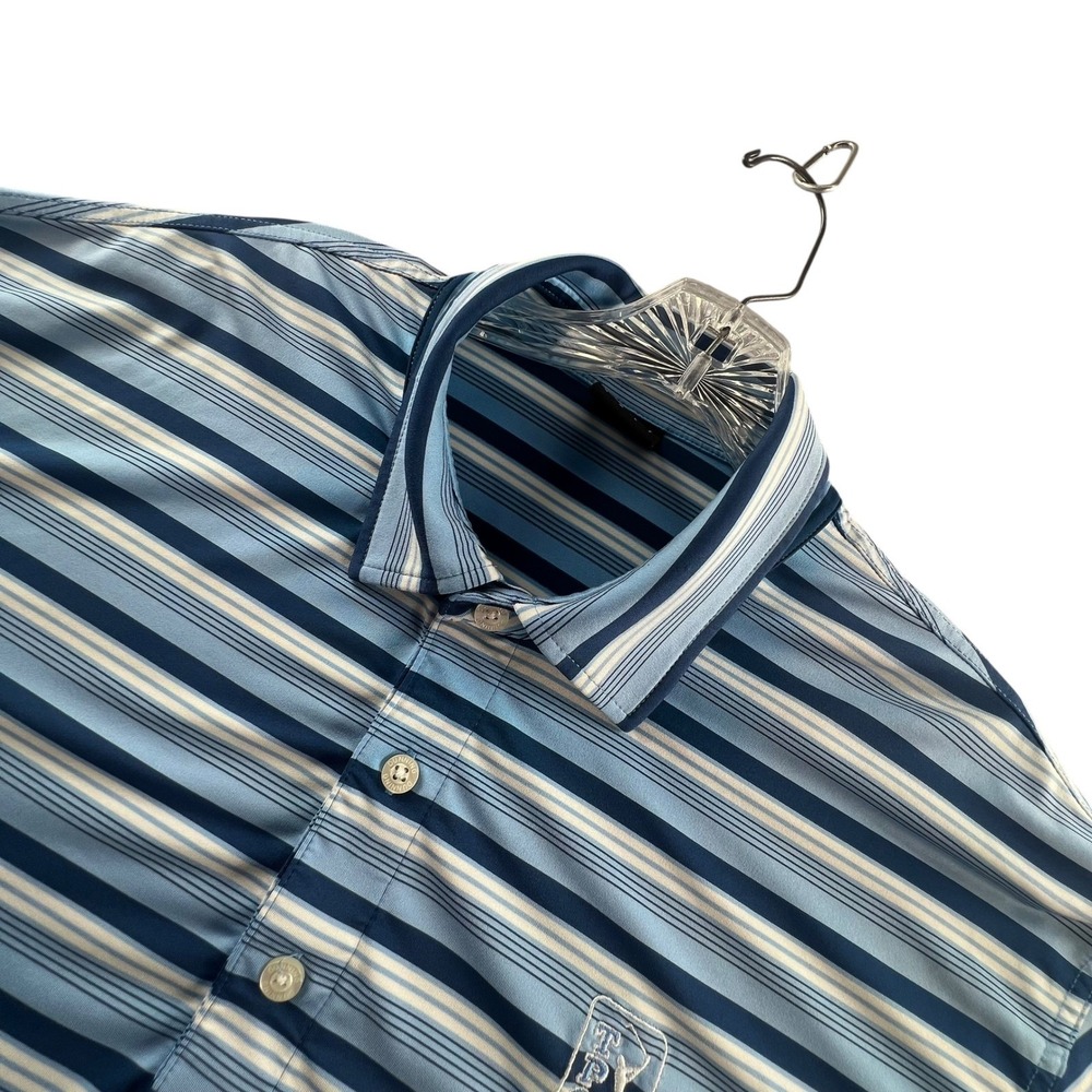 Dunning Golf Polo Shirt Mens XL Blue Striped TPC Sawgrass Golf Performance